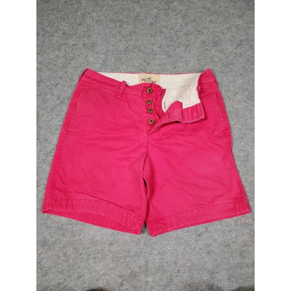 Hollister Mens Chino Shorts Size 32 Button Fly Pink Y2K Beach Mallcore Vintage